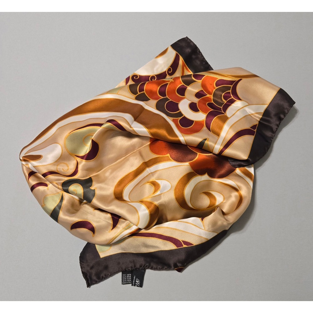 AW Accessories La Rinascente Silk Floral Square Scarf Women Brown 34x34 Italy